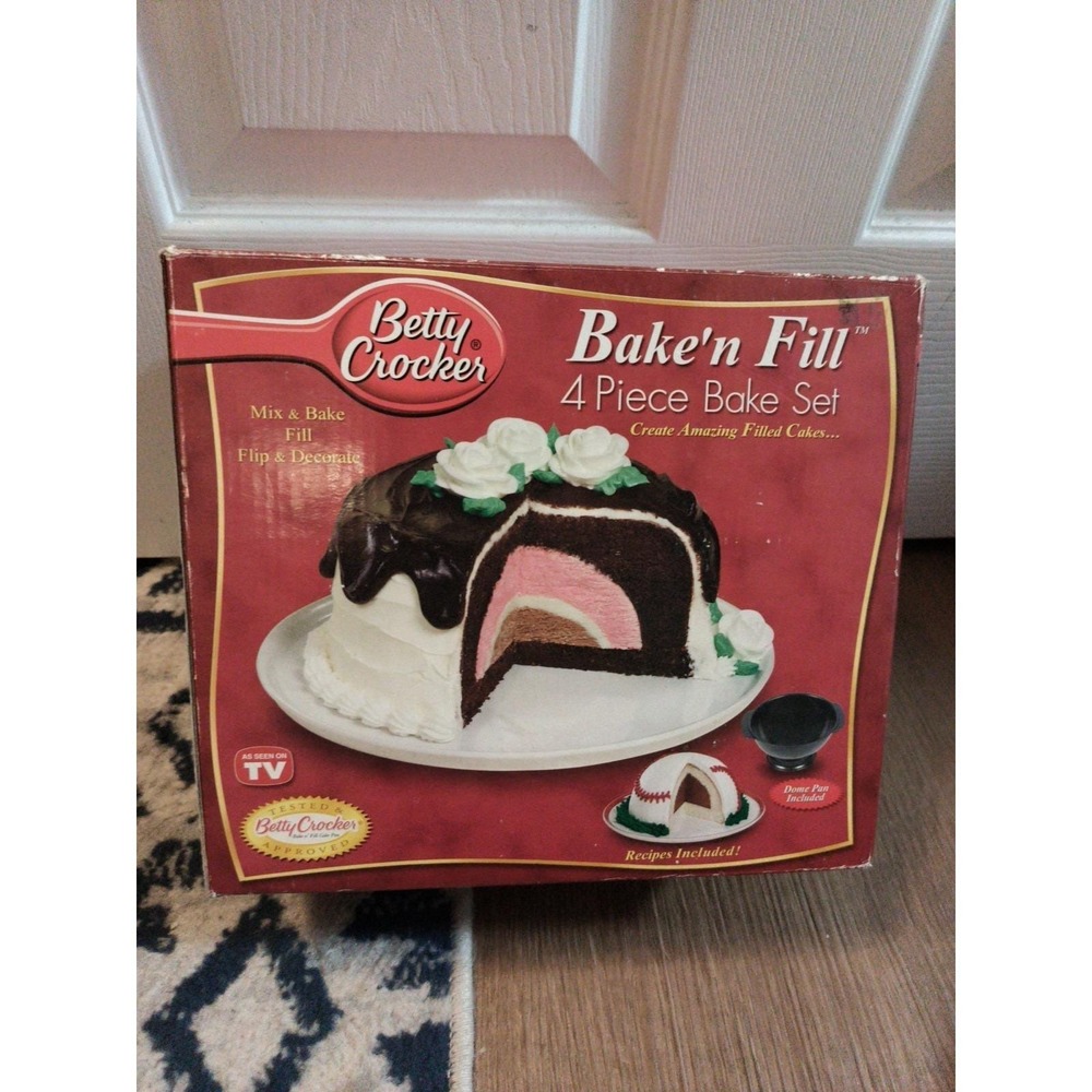Vintage Betty Crocker Bake'n Fill Cake Pans 4 Piece Bake Set Collectable Unused